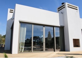 White house with aluminum sliding door